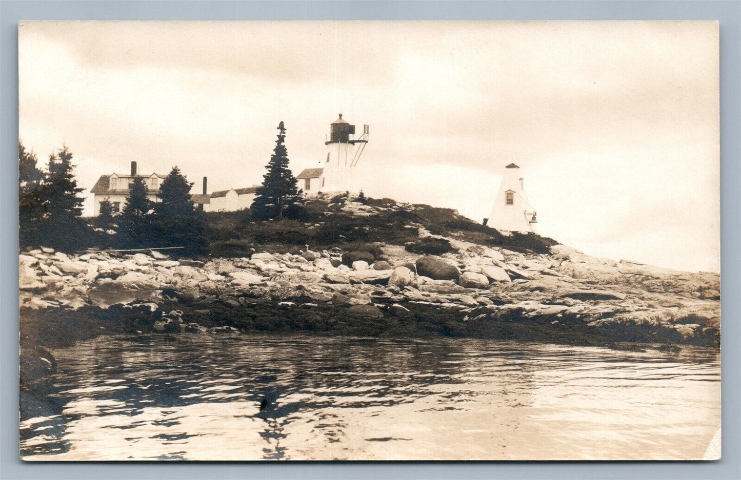 BOOTHBAY HARBOR ME LIGHTHOUSE VINTAGE REAL PHOTO POSTCARD RPPC