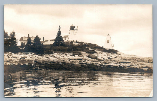 BOOTHBAY HARBOR ME LIGHTHOUSE VINTAGE REAL PHOTO POSTCARD RPPC