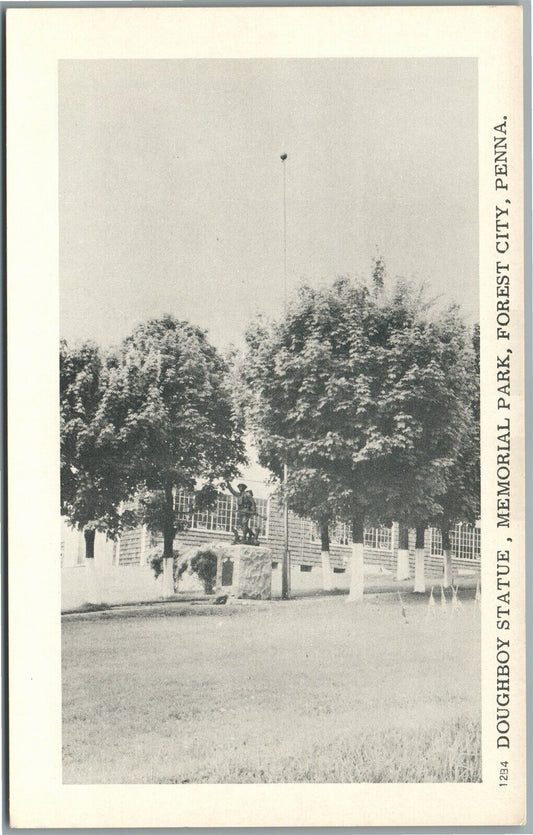 FOREST CITY PA DOUGHBOY STATUE VINTAGE POSTCARD