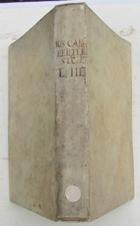 1760 VELLUM BINDING FOLIO JUS CANONICUM UNIVERSUM ANACLETO REIFFENSTUEL ANTIQUE