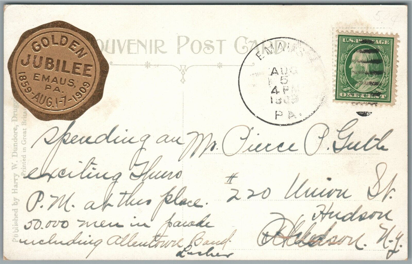 EMAUS PA NATIONAL BANK ANTIQUE POSTCARD