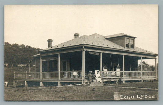 FAYETTE ME ECHO LODGE ANTIQUE REAL PHOTO POSTCARD RPPC