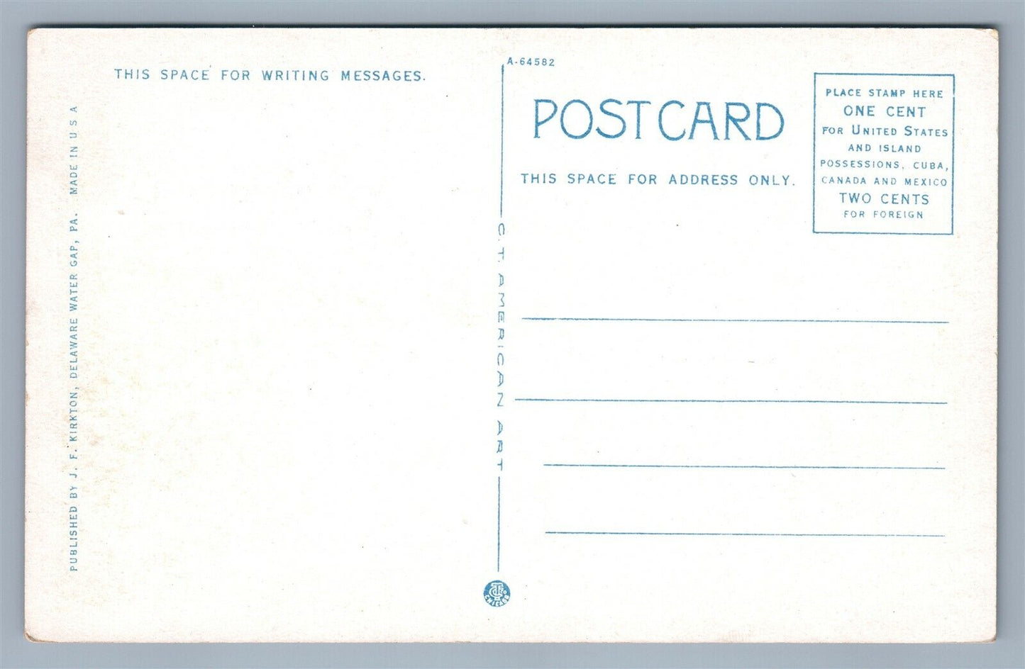DELAWARE WATER GAP RAILROAD TRAIN ANTIQUE POSTCARD