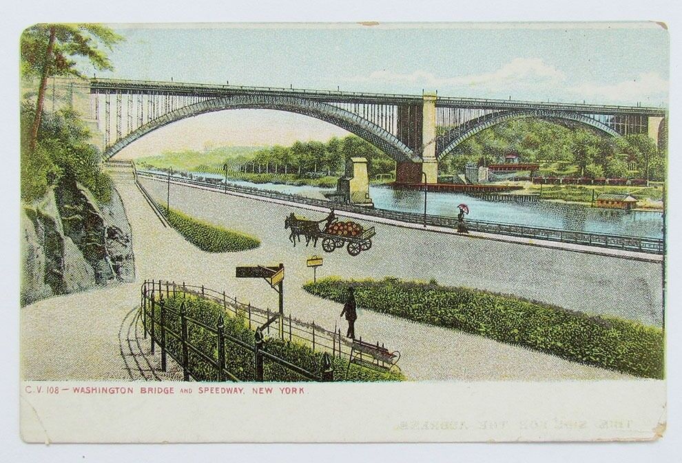 ANTIQUE UNDIVIDED 1906 POSTCARD WASHINGTON BRIDGE & SPEEDWAY NEW YORK CITY N.Y.