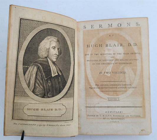 1792 SERMONS by HUGH BLAIR antique NEW YORK AMERICANA Vol. I