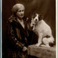 LADY w/ DOG ANTIQUE REAL PHOTO POSTCARD RPPC