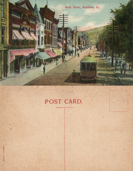 BRADFORD PA MAIN STREET ANTIQUE POSTCARD