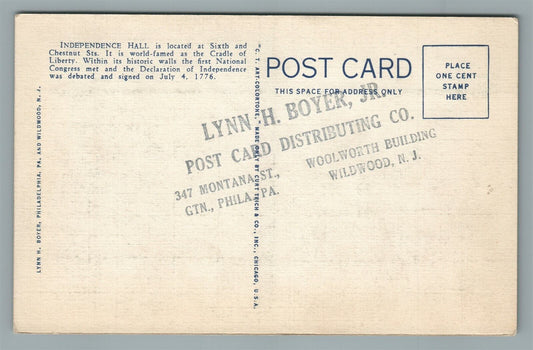 POST CARD DISTRIBUTING CO ADVERTISING WILDWOOD NJ & PHILADELPHIA PA ANTIQUE
