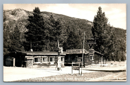 GRAND LAKE CO TRADING POST CONOCO GAS STATION ANTIQUE REAL PHOTO POSTCARD RPPC