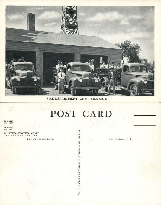 CAMP KILMER N.J. FIRE DEPARTMENT VINTAGE POSTCARD