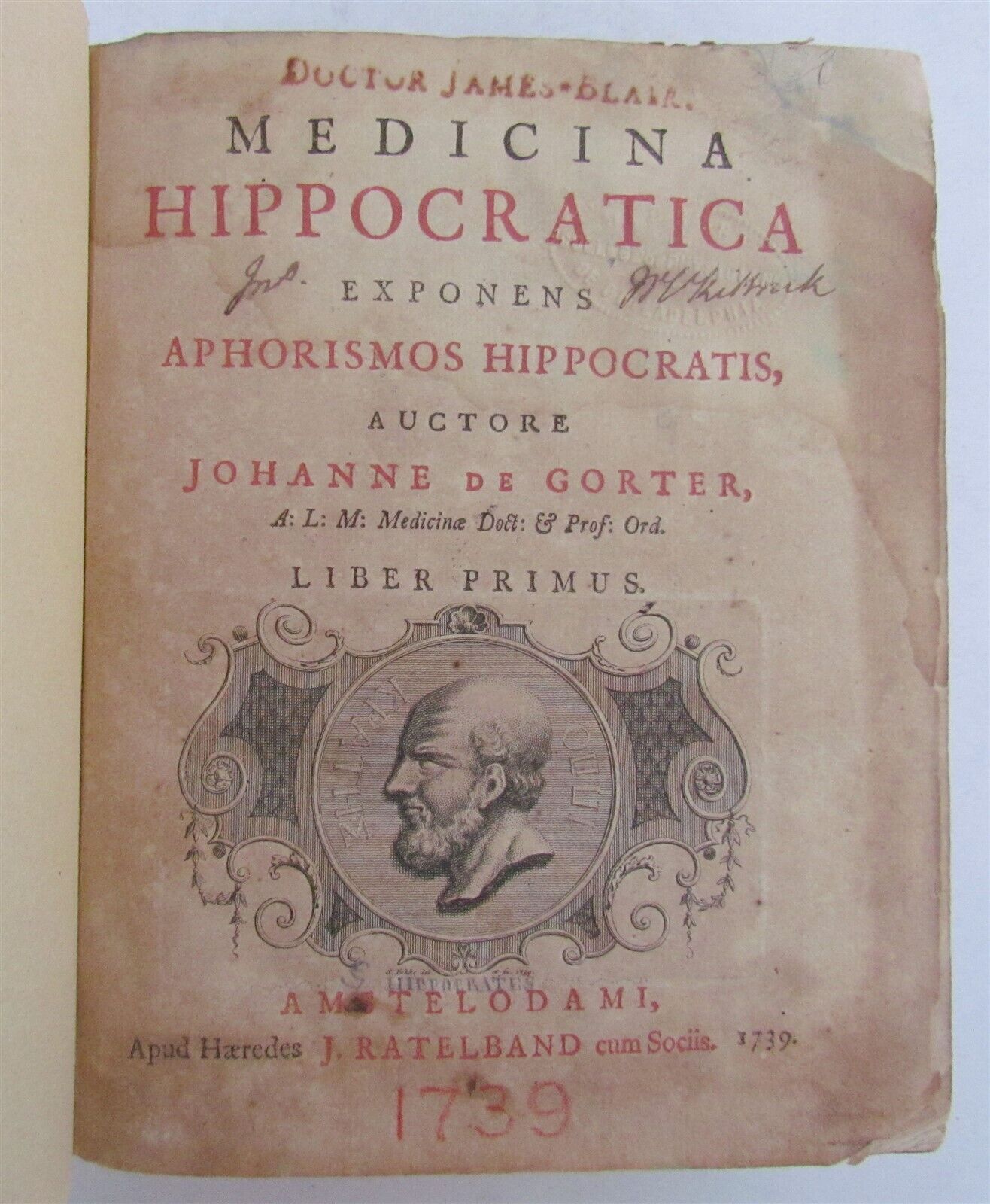 1739 MEDICINA HIPPOCRATICA by JOHANNE de GORTER antique MEDICAL