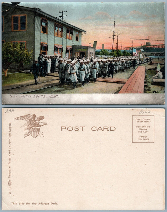 U.S. SAILORS LIFE LANDING UNDIVIDED ANTIQUE POSTCARD