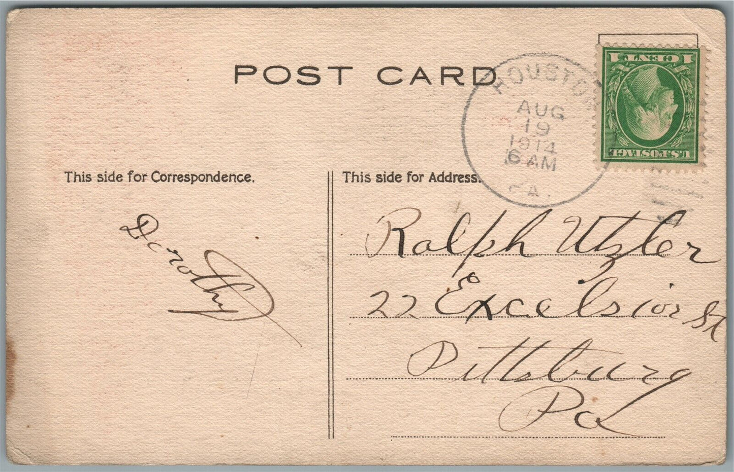 HOUSTON PA COWBOY KID ANTIQUE POSTCARD