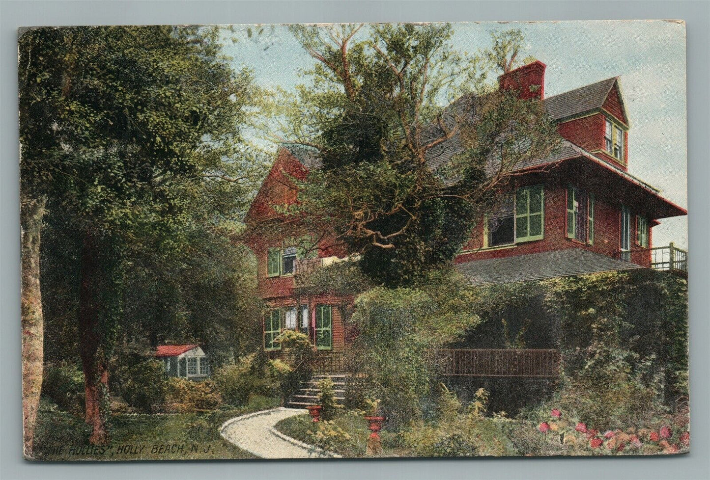 HOLLY BEACH NJ 1913 ANTIQUE POSTCARD