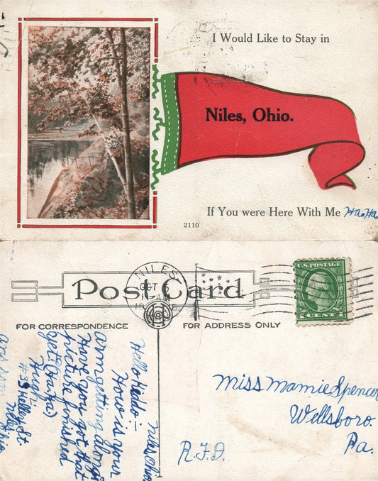 NILES OH 1915 ANTIQUE POSTCARD