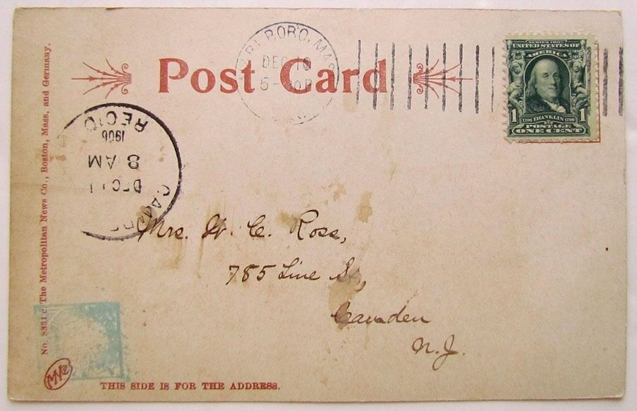 1906 VINTAGE POSTCARD HIGH SCHOOL MARLBOROUGH MASS.