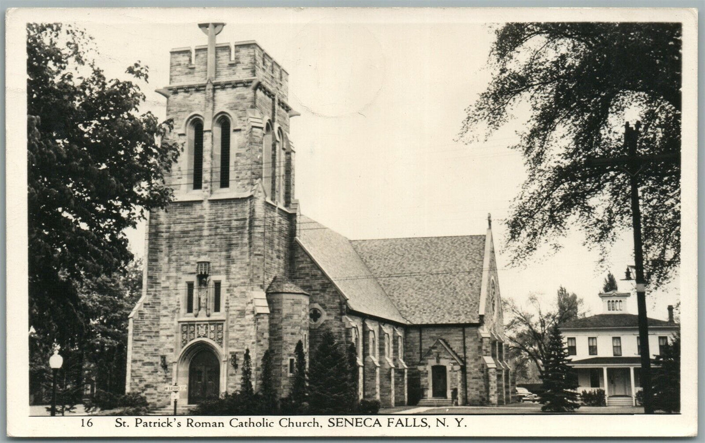 SENECA FALLS NY ST.PATRICK'S CATHOLIC CHURCH VINTAGE REAL PHOTO POSTCARD RPPC