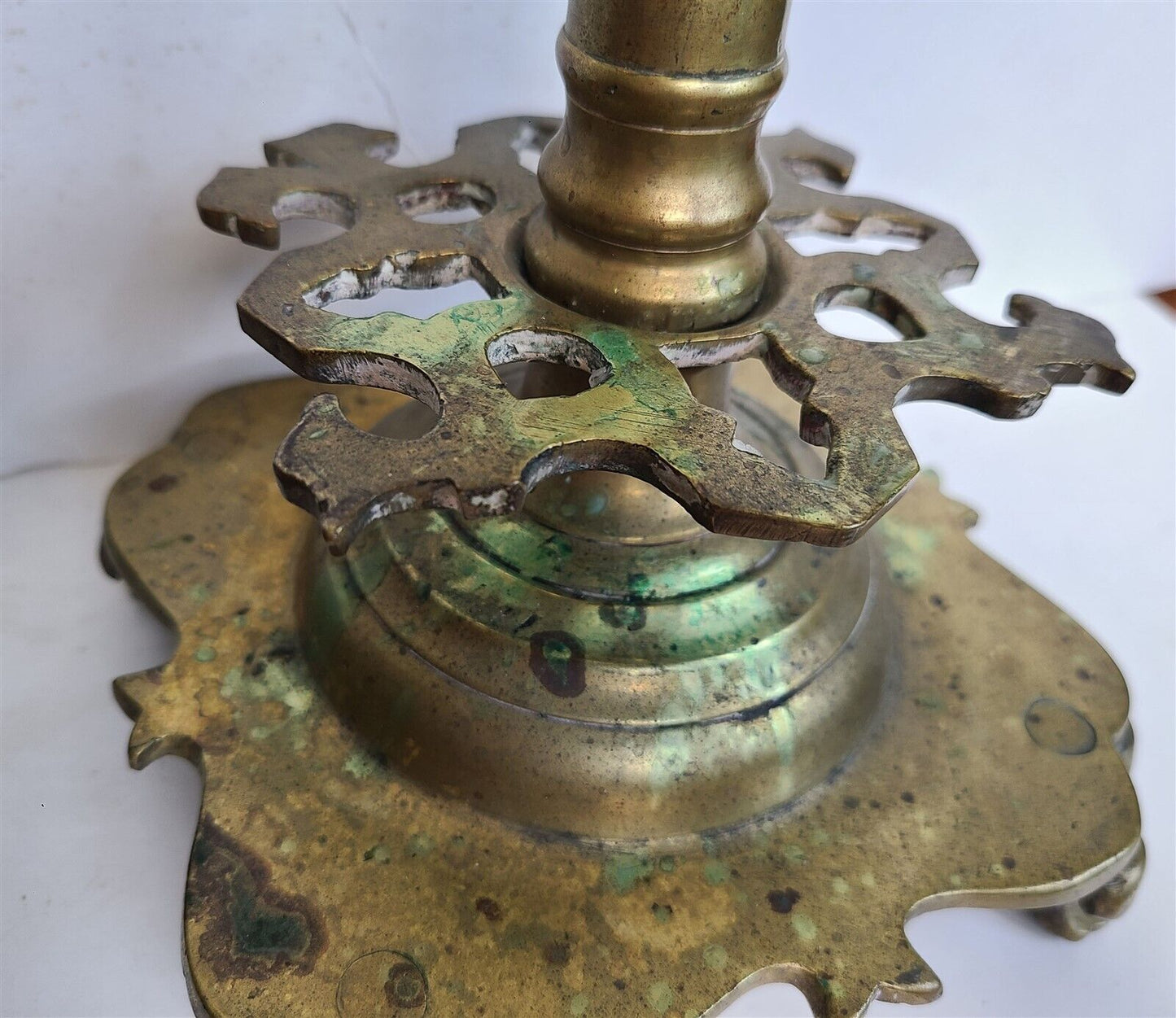 17th century RUSSIAN BRONZE PAIR of CANDLESTICKS antique RARE