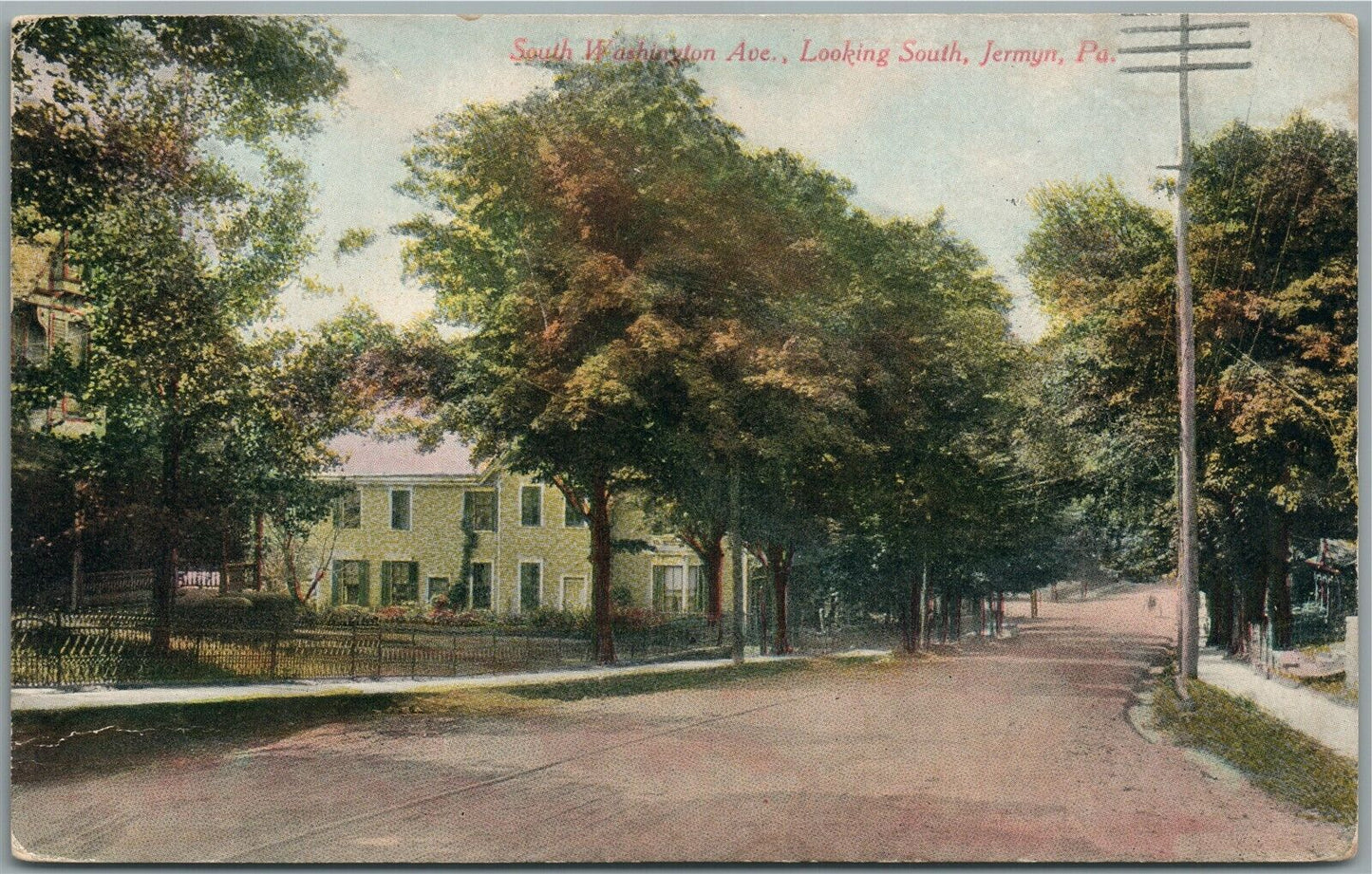 JERMYN PA SOUTH WASHINGTON AVE. ANTIQUE POSTCARD