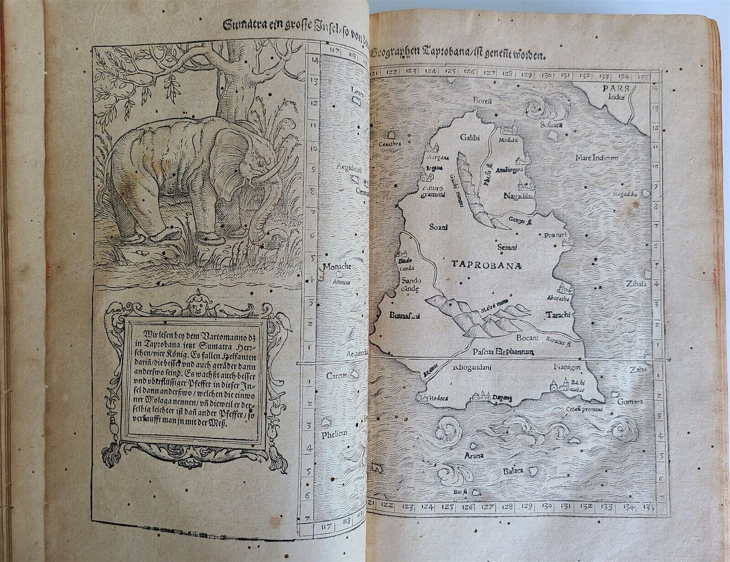 1578 COSMOGRAPHY by Sebastian Munster antique RARE ILLUSTRATED w/ MAPS PIGSKIN