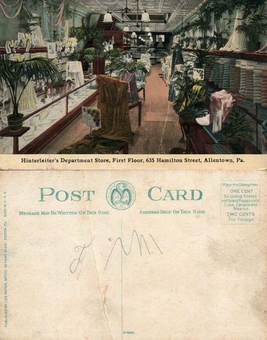 ALLENTOWN PA HINTERLEITER DEPARTMENT STORE HAMILTON STREET ANTIQUE POSTCARD