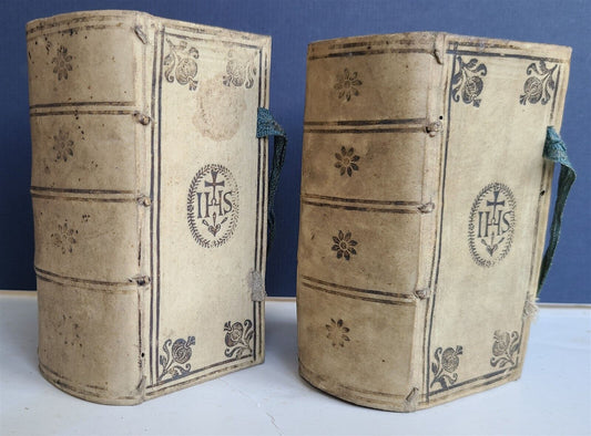 1615 ILLUSTRATED 2 VOLUMES MEDITATIONS antique VELLUM BOUND