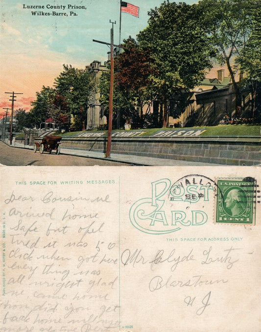WILKES-BARRE PA LUZERNE COUNTY PRIZON ANTIQUE POSTCARD