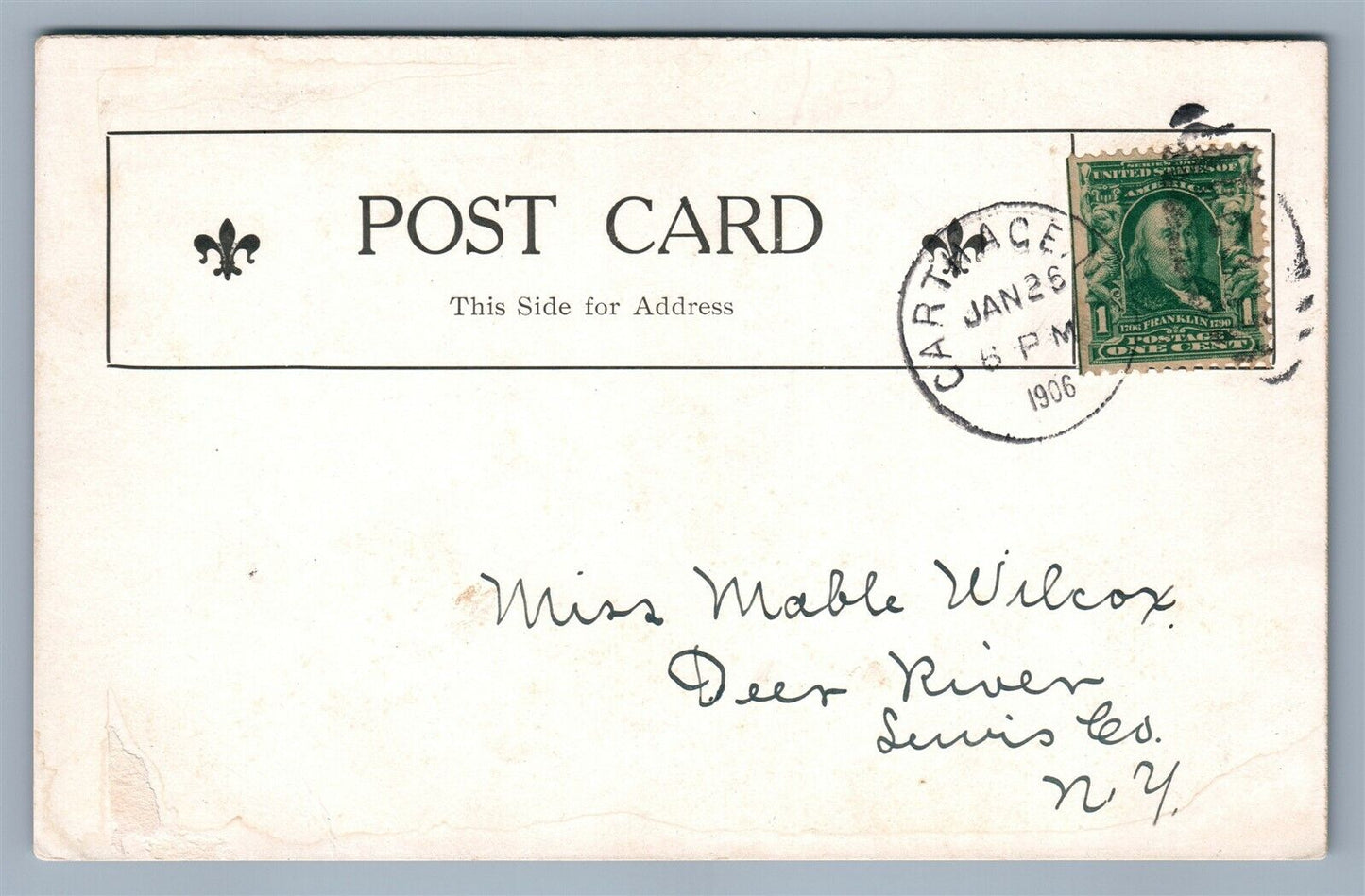 CARTHAGE NY CHAMPION PAPER MILLS 1906 ANTIQUE POSTCARD