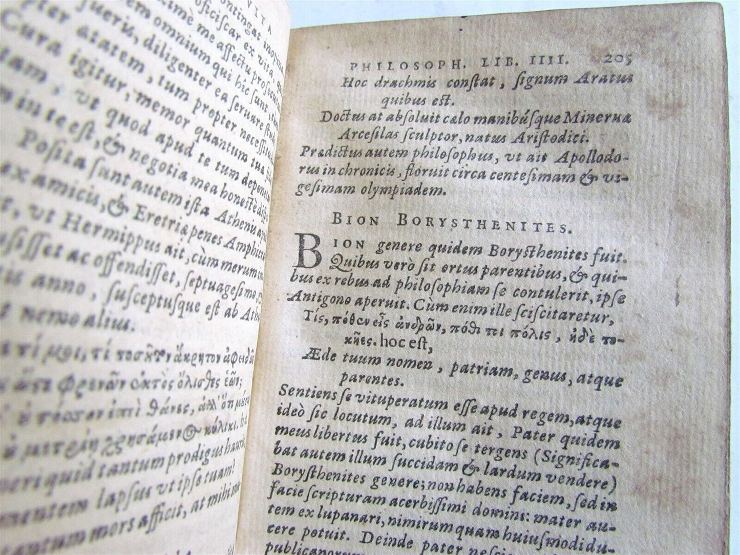 1596 LIVES of PHILOSOPHERS antique VELLUM PLANTIN PRESS Diogenes Eunapius