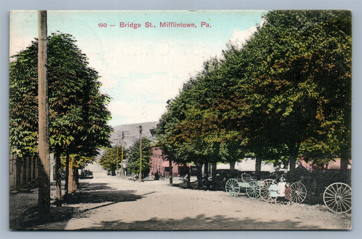 MIFLINTOWN PA BRIDGE STREET ANTIQUE POSTCARD