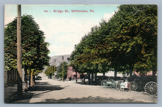 MIFLINTOWN PA BRIDGE STREET ANTIQUE POSTCARD