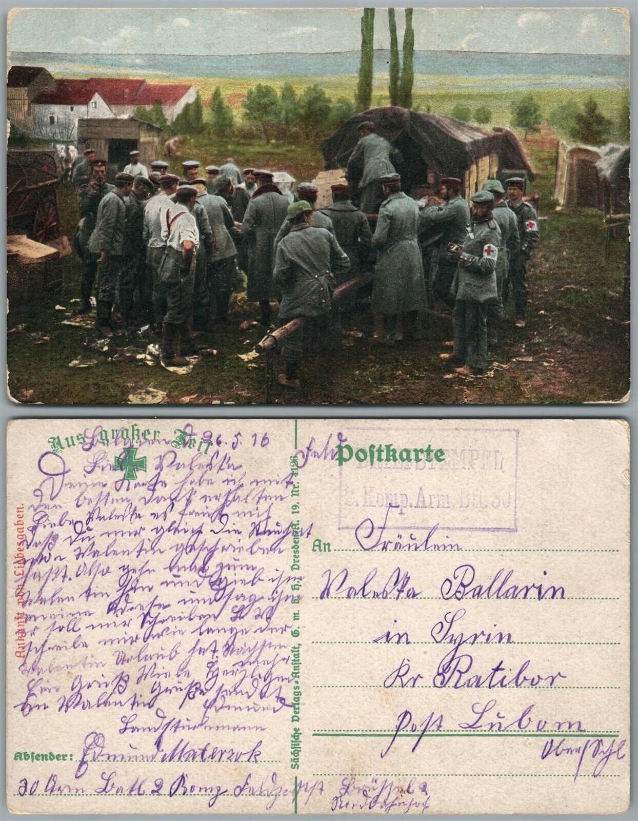 RED CROSS UNIT 1916 GERMAN WWI ANTIQUE POSTCARD