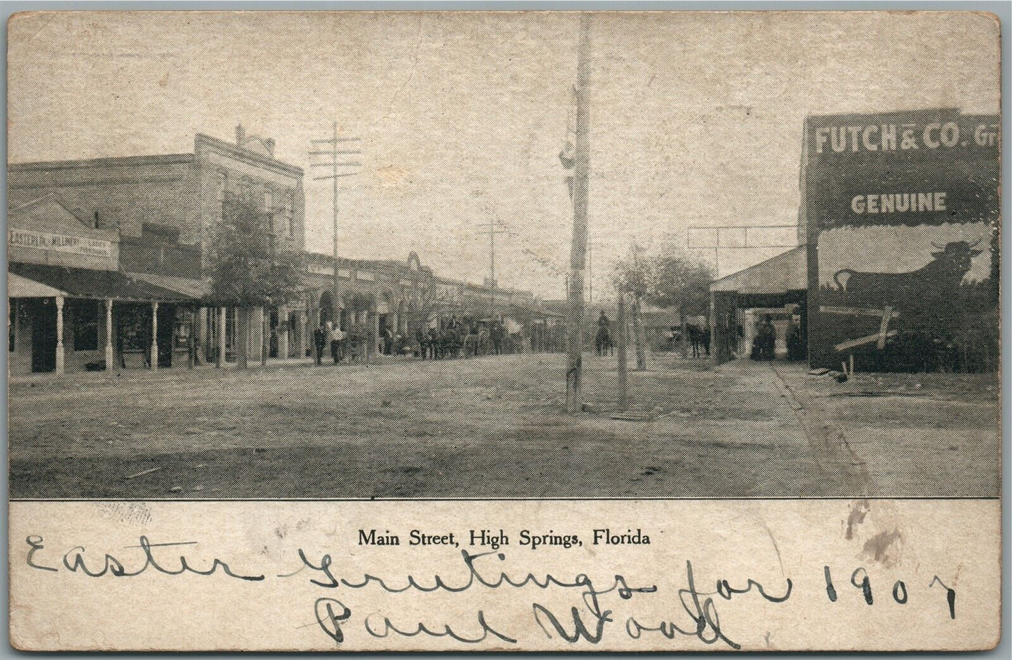 HIGH SPRINGS FL MAIN STREET ANTIQUE POSTCARD