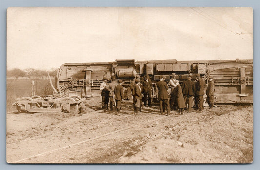 TRAIN WRECK CRASH ANTIQUE REAL PHOTO POSTCARD RPPC railway railroad