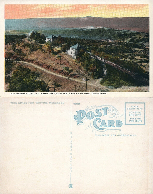 SAN JOSE CA MT.HAMILTON LICK OBSERVATORY ANTIQUE POSTCARD