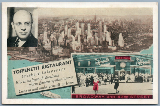 NEW YORK CITY NY BROADWAY TOFFENETTI RESTAURANT ADVERTISING ANTIQUE POSTCARD