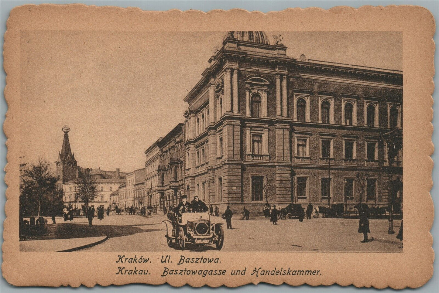 KRAKOW POLAND ULICA BASZTOWA ANTIQUE POSTCARD