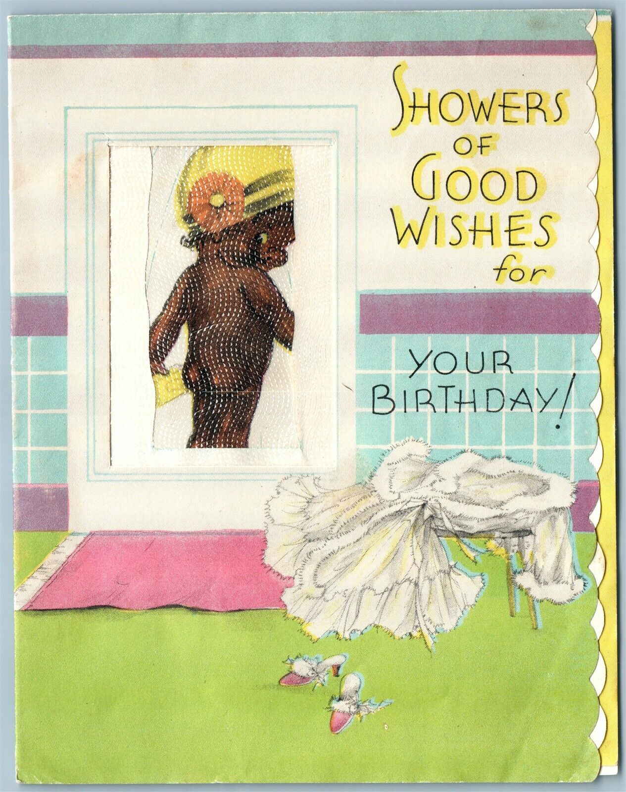 SHOWERS OF GOOD WISHES VINTAGE COMIC POSTCARD