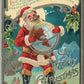 CHRISTMAS SANTA w/ GLOBE ANTIQUE POSTCARD