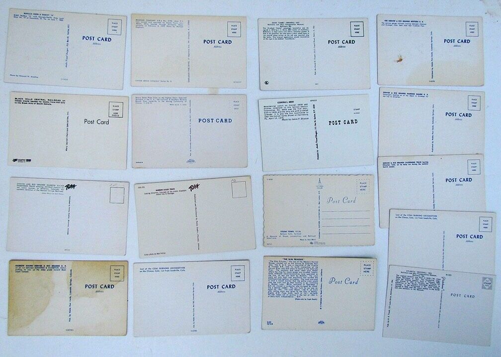 LOT OF 17 VINTAGE POSTCARDS train railway railroad