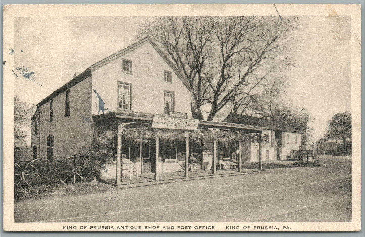 KING OF PRUSSIA PA ANTIQUE SHOP AND POST OFFICE VINTAGE POSTCARD