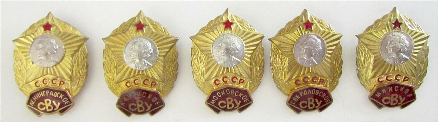 LOT of 5 RUSSIAN SOVIET MILITARY SCHOOLS BADGES