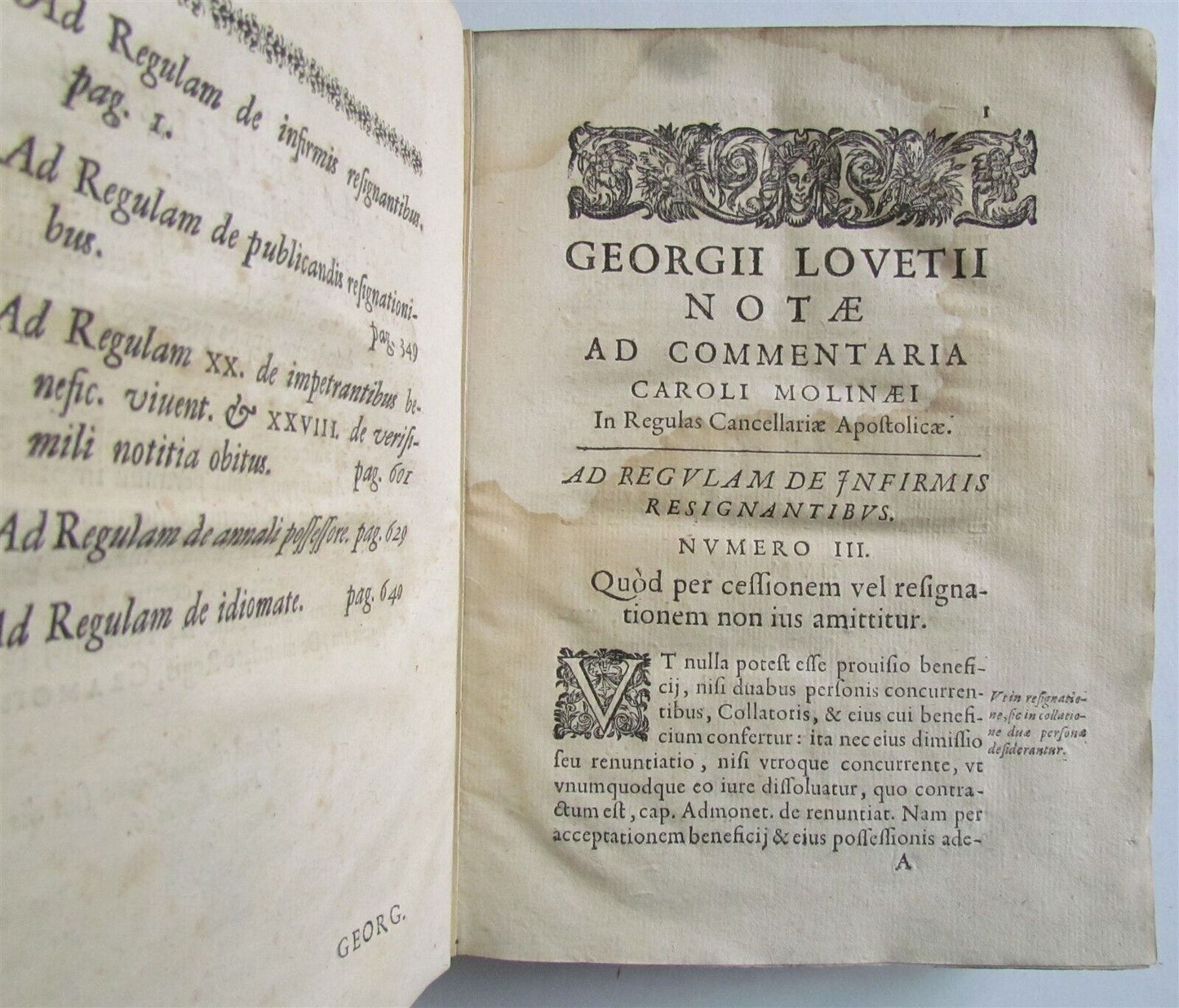 1656 LAW BOOK Georgii Lovetii Commentaria Caroli Molinaei VELLUM antique