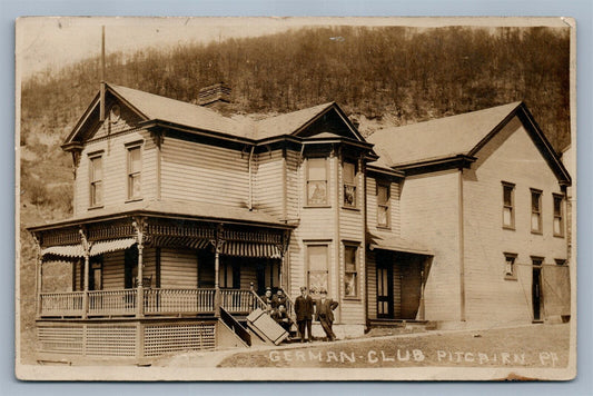 PITCAIRN PA GERMAN CLUB ANTIQUE REAL PHOTO POSTCARD RPPC