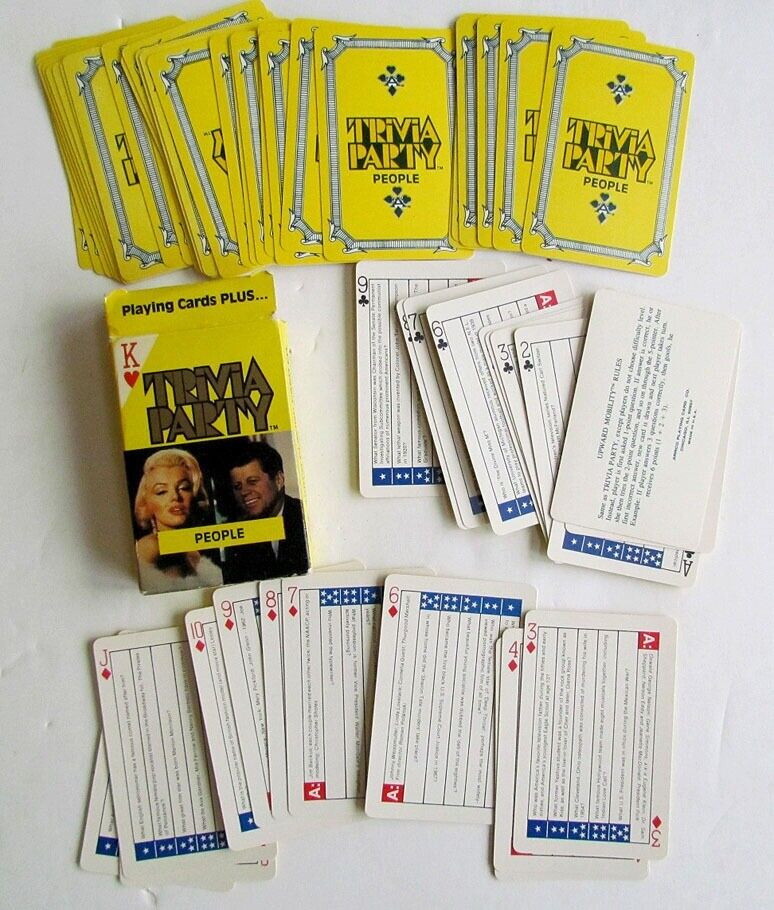 VINTAGE PLAYING CARDS DECK w/BOX TRIVIA PARTY PEOPLE GAME MARYLIN MONROE KENNEDY