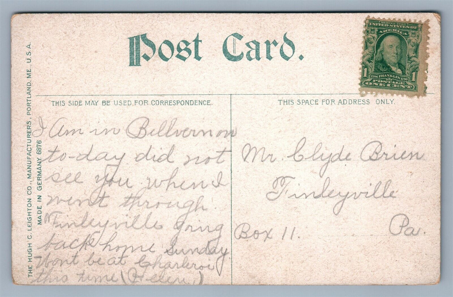 WASHINGTON PA EAST MAIDEN STREET ANTIQUE POSTCARD