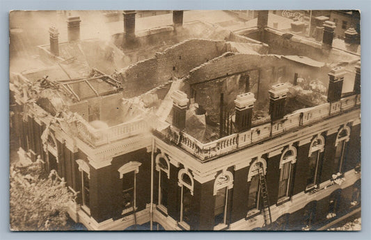 BUILDING FIRE ANTIQUE REAL PHOTO POSTCARD RPPC