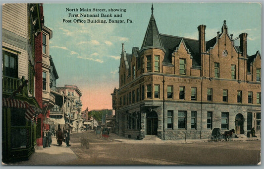 BANGOR PA NORTH MAIN STREET ANTIQUE POSTCARD