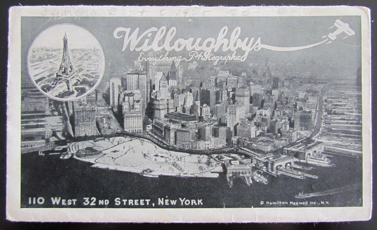 WILLOUGHBY N.Y. WEST 32nd STREET ANTIQUE FOLDING PHOTOGRAPHIC TABLE - CHART
