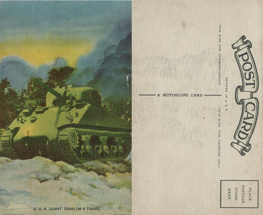U.S.A. GIANT TANK M-4 VINTAGE POSTCARD